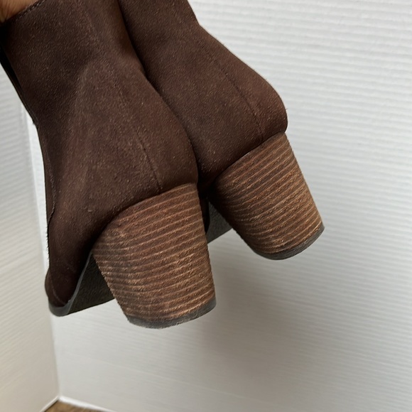 J. Jill Brown Suede Leather Ankle Boots Stacked Heel Brown Booties Size 11 - Picture 15 of 15